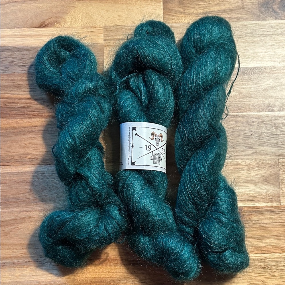 3 Skeins Farmers Daughter Fibers Mighty Mo lace weight mohair yarn